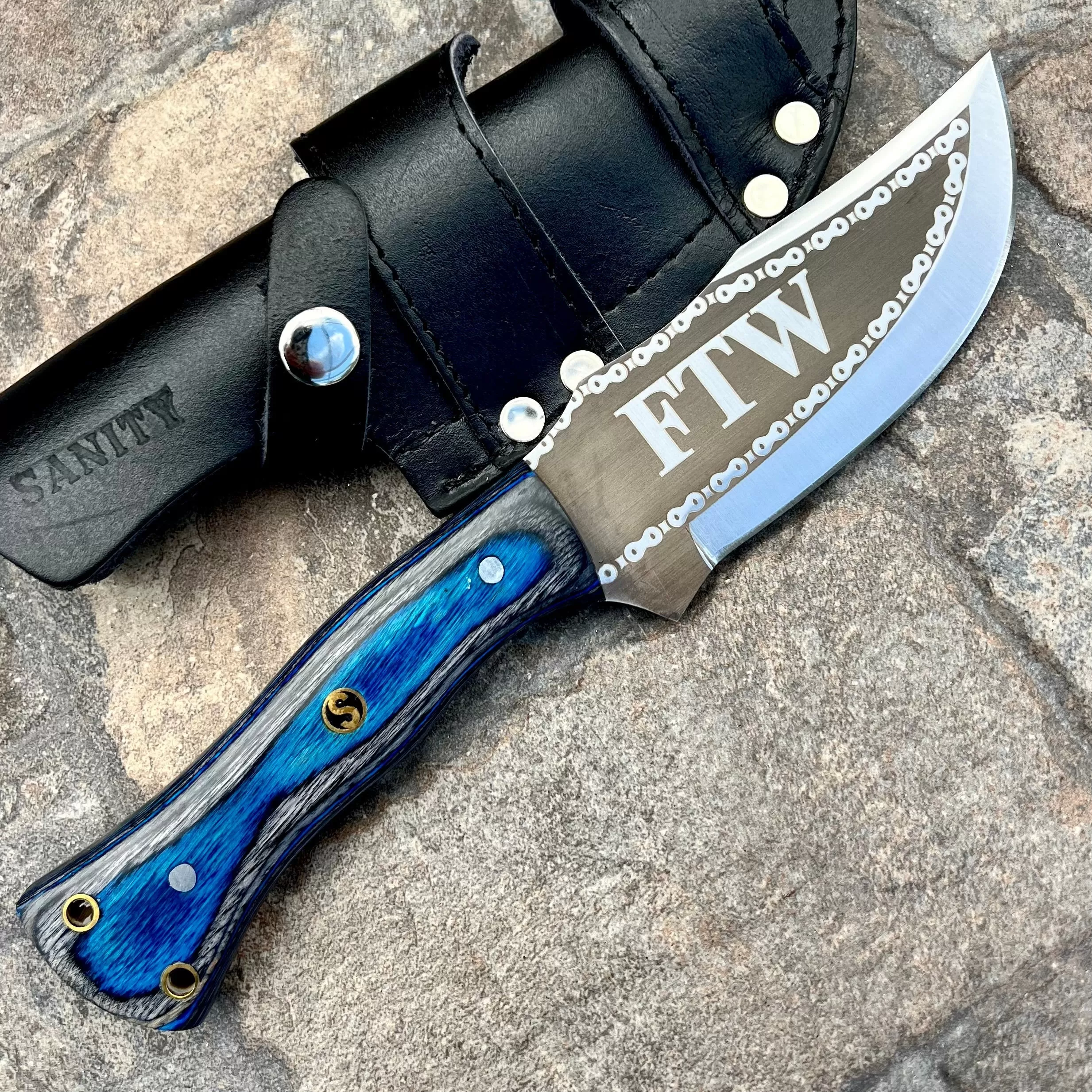 10” Rough Rider Series - FTW - Blue & Black Wood - D2 Steel - Horizontal & Vertical Carry - CUS39