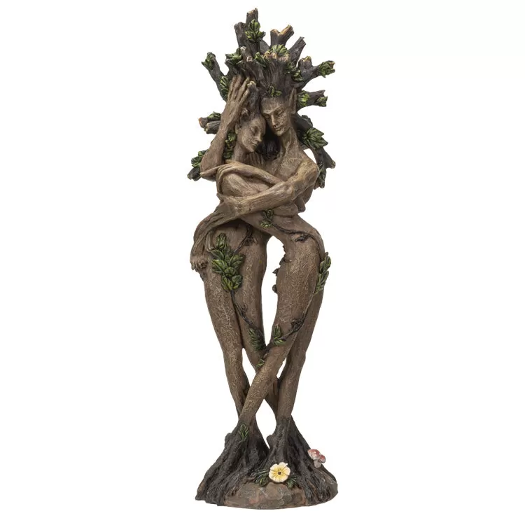 12.6" Ent Tree Hugging Couple Polyresin Statue