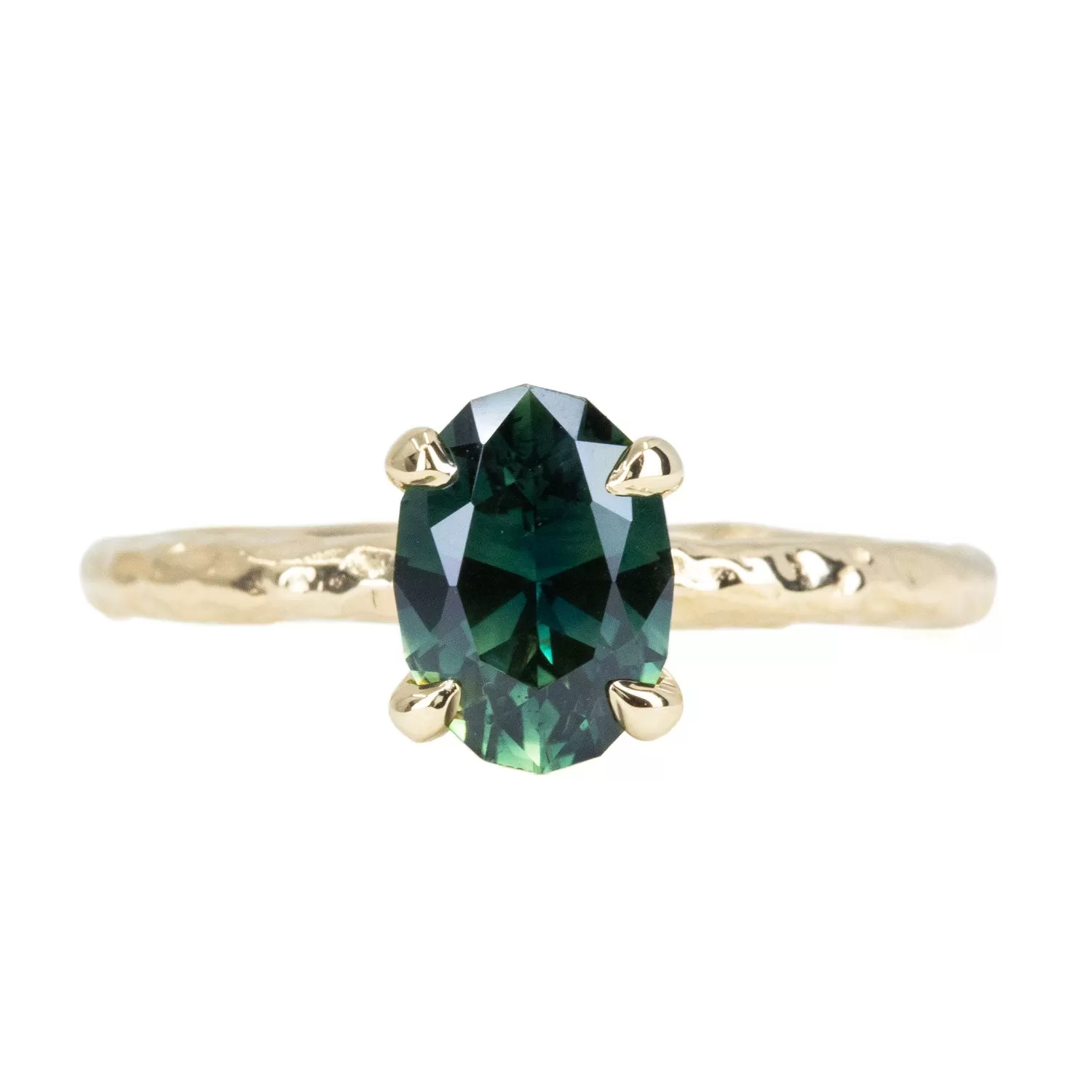 1.50ct Australian Oval Sapphire Evergreen Solitaire Ring in 14k yellow gold