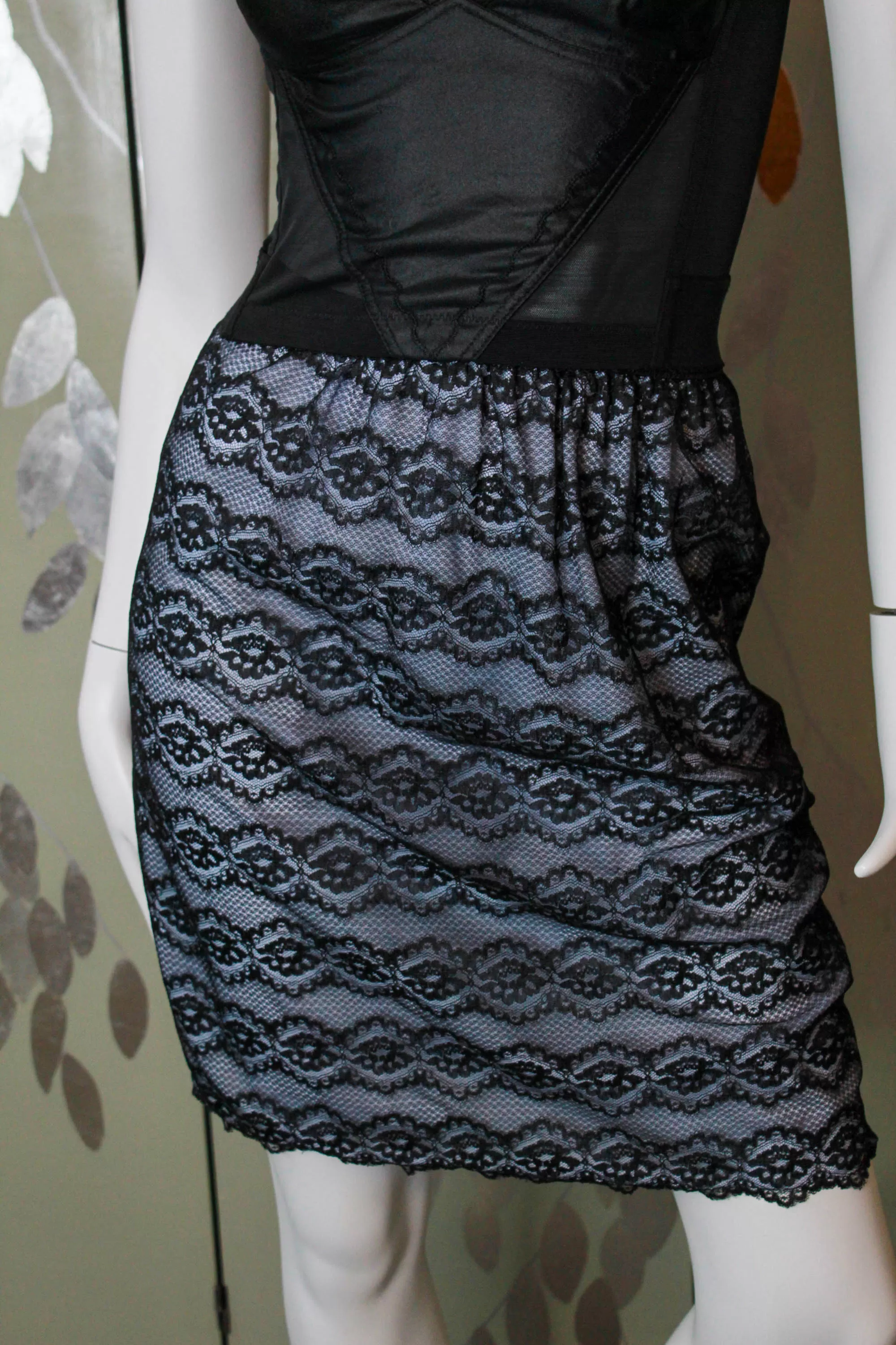 1960s Black Lace Slip Skirt, Small