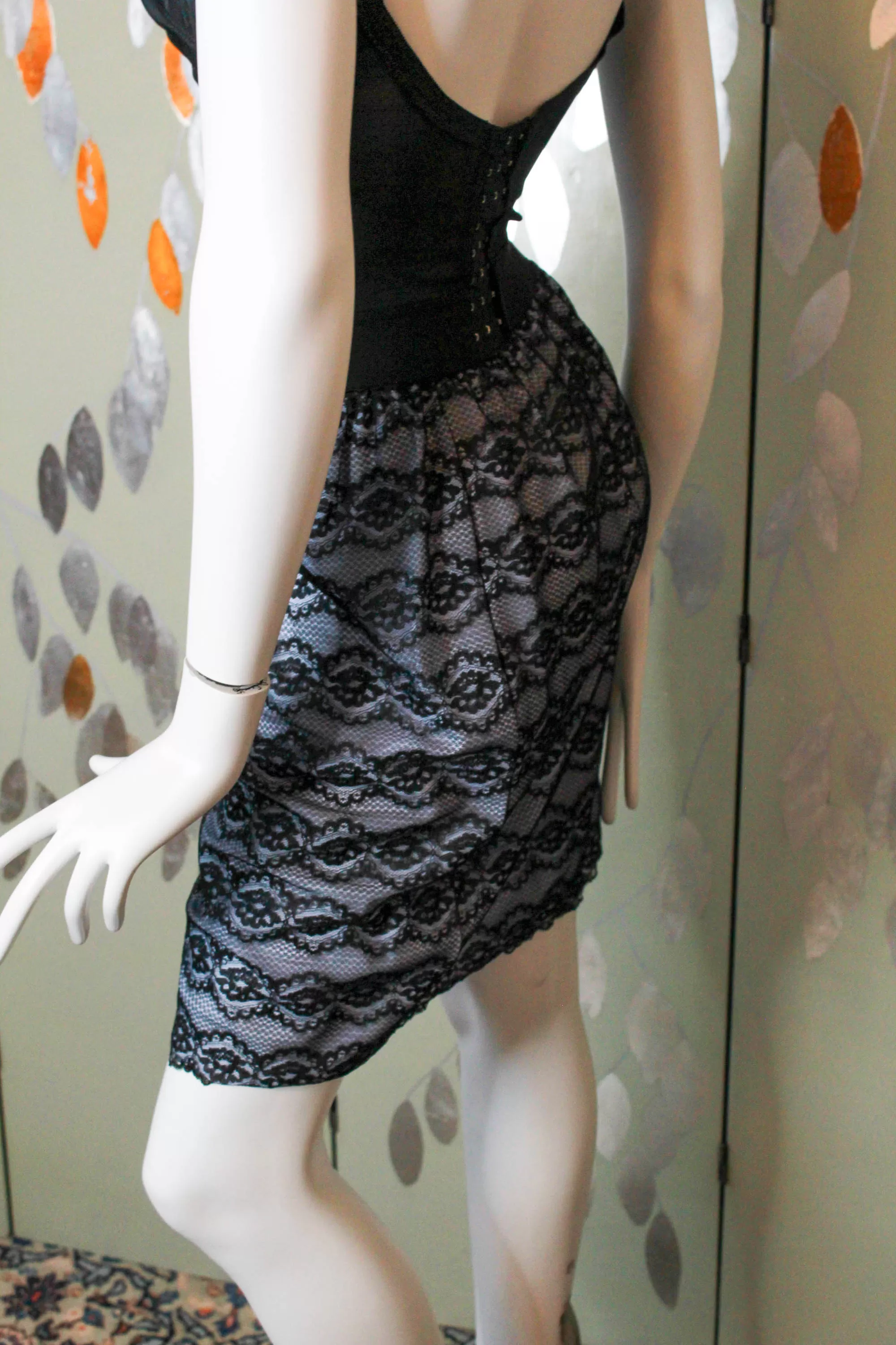 1960s Black Lace Slip Skirt, Small