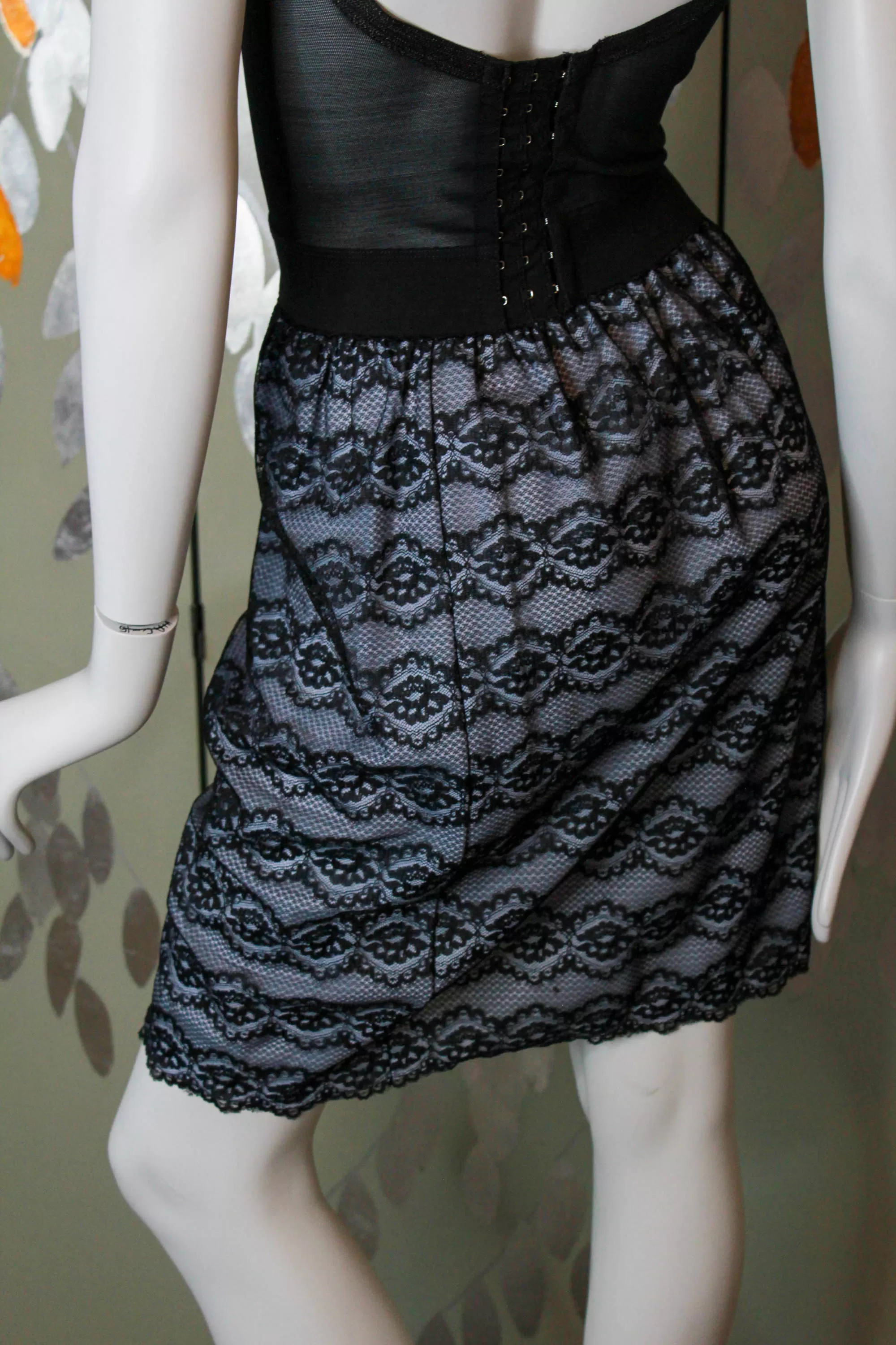 1960s Black Lace Slip Skirt, Small