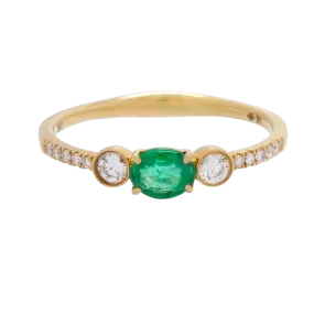 3-Stone Emerald and Diamond Ring