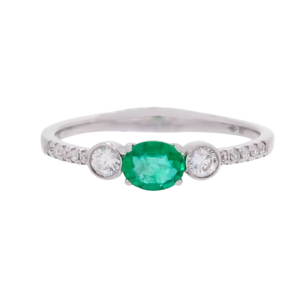 3-Stone Emerald and Diamond Ring