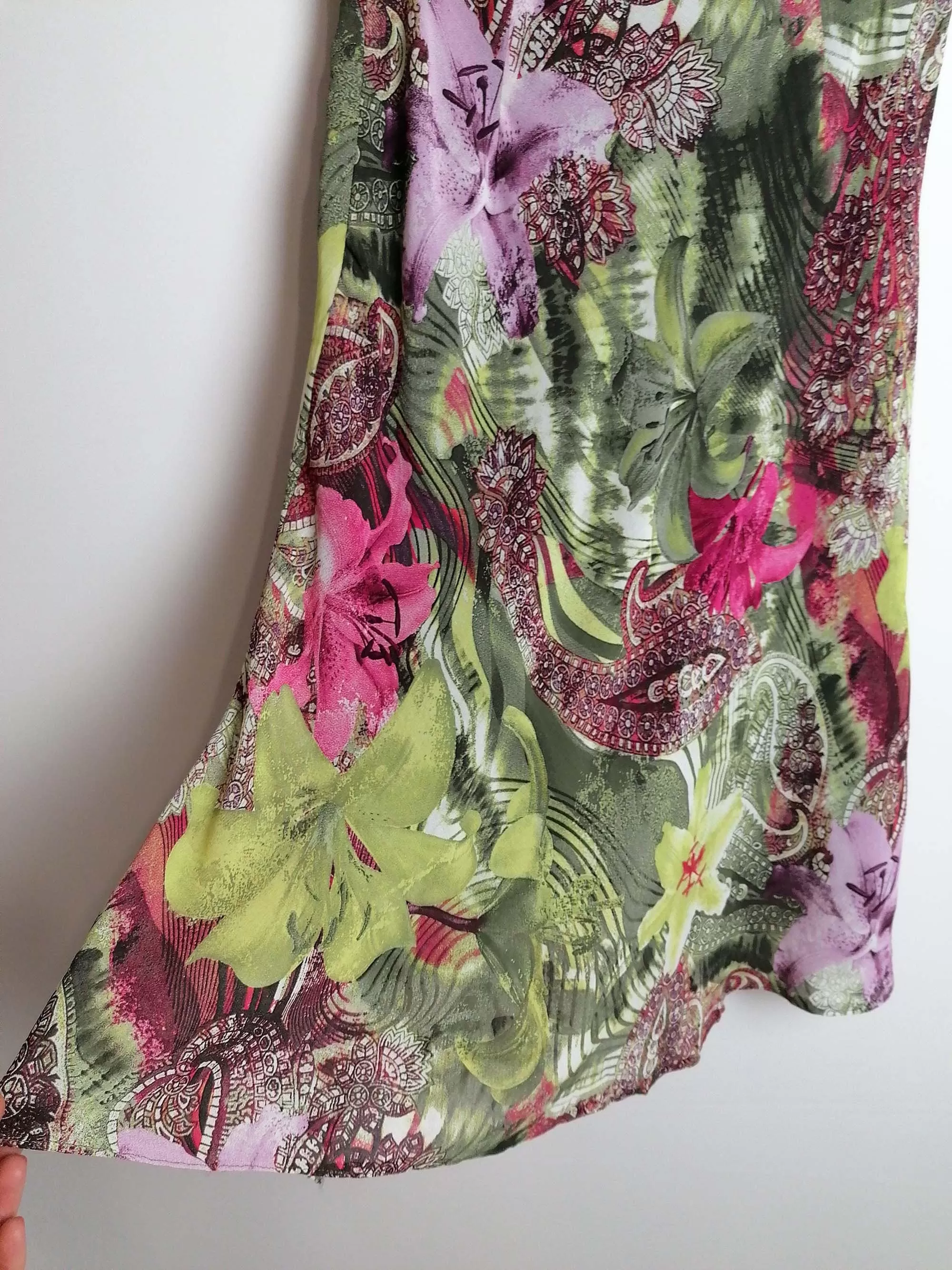 90's Y2K STEILMANN Asymmetric Skirt Floral Print - size M / D 38 / UK 12