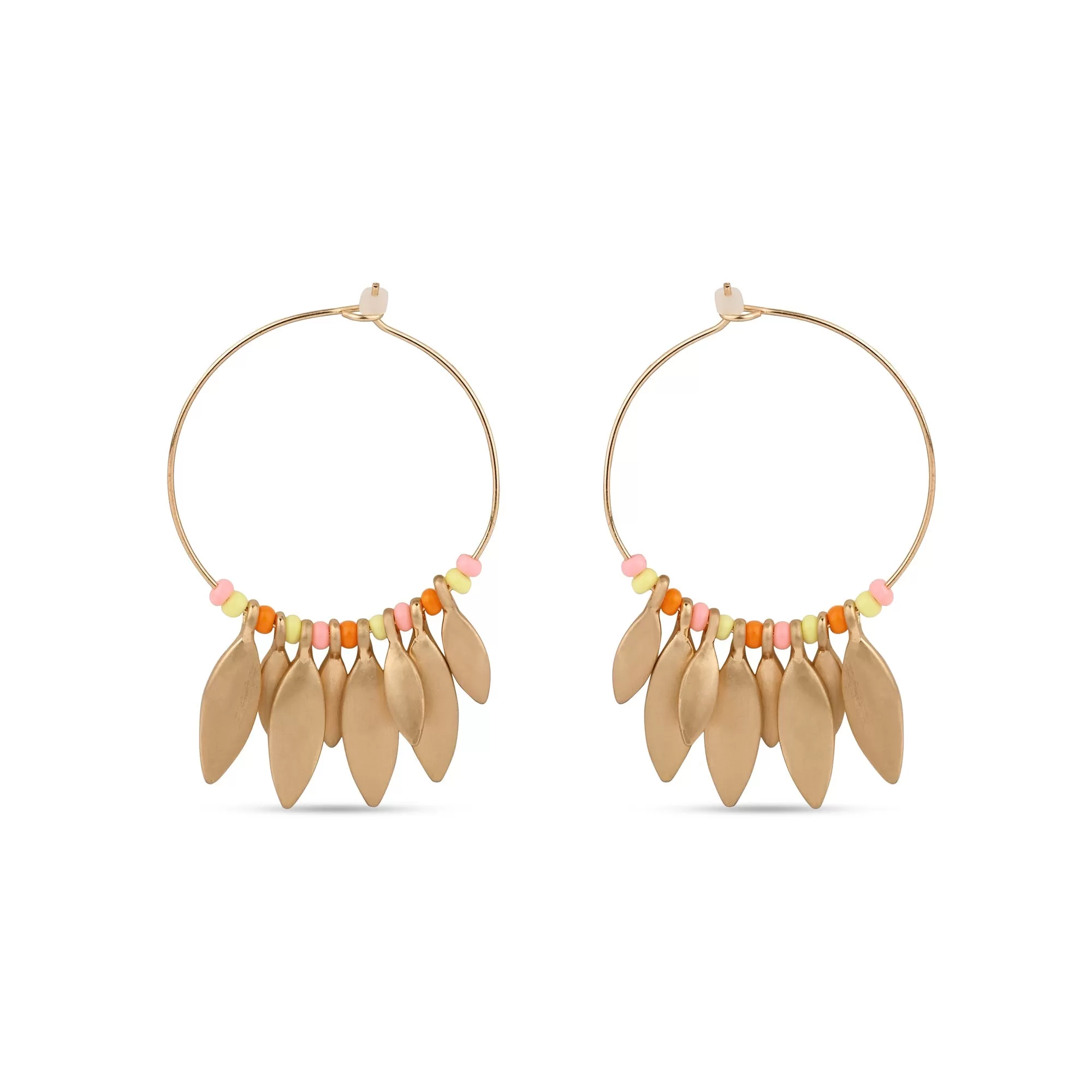 Accessorize London Women's Gold Brushed Leaf Statement Hoop Earring