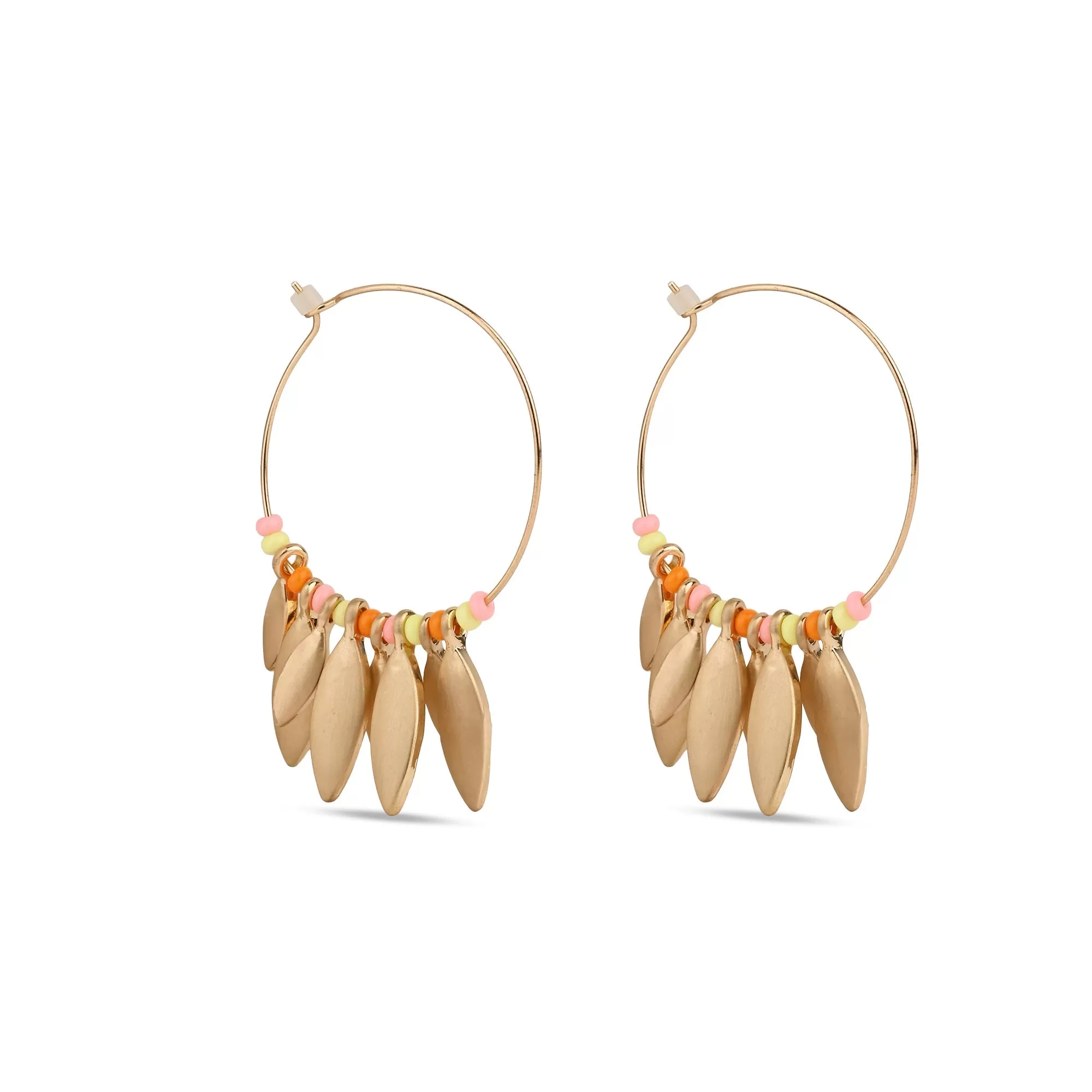 Accessorize London Women's Gold Brushed Leaf Statement Hoop Earring