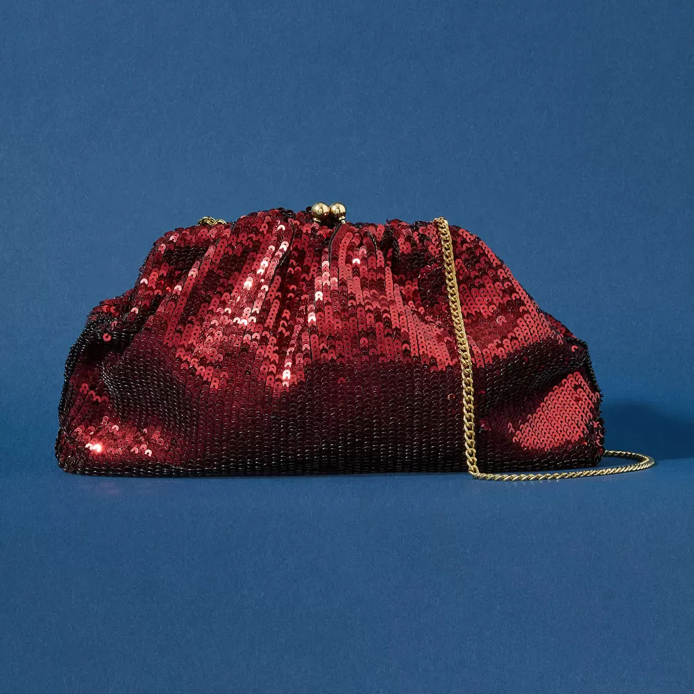 Accessorize London Women's Red Sasha Sequin Clutch