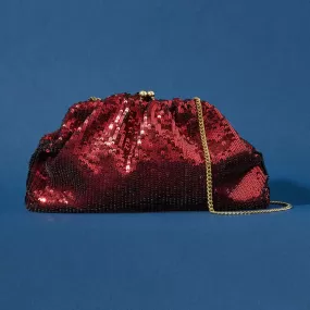 Accessorize London Women's Red Sasha Sequin Clutch