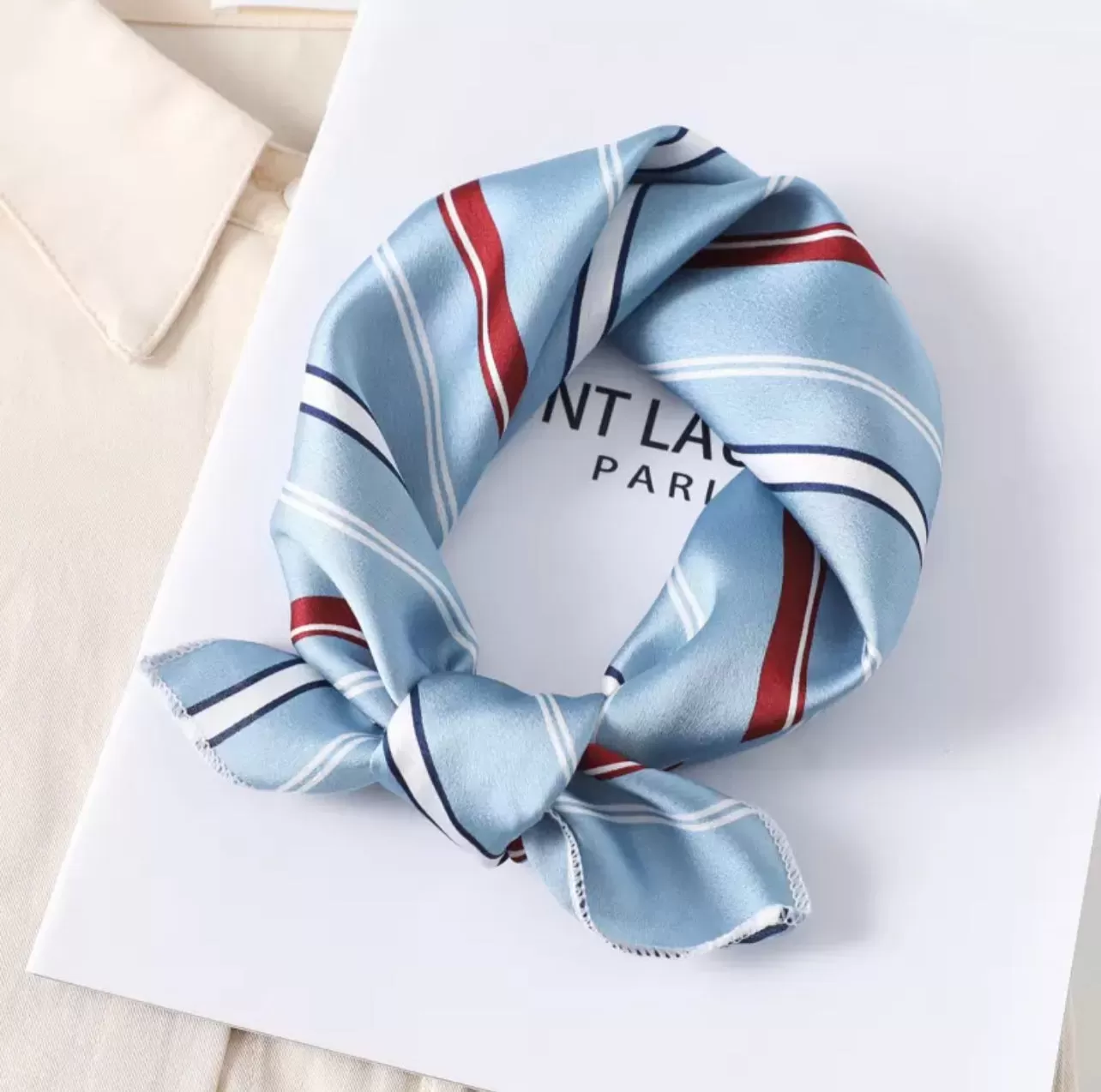 Années 50 Foulard Imprimé Rayures Vintage