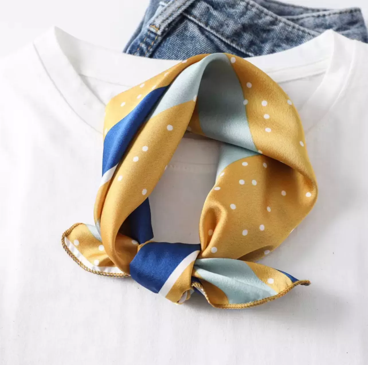 Années 50 Foulard Imprimé Rayures Vintage