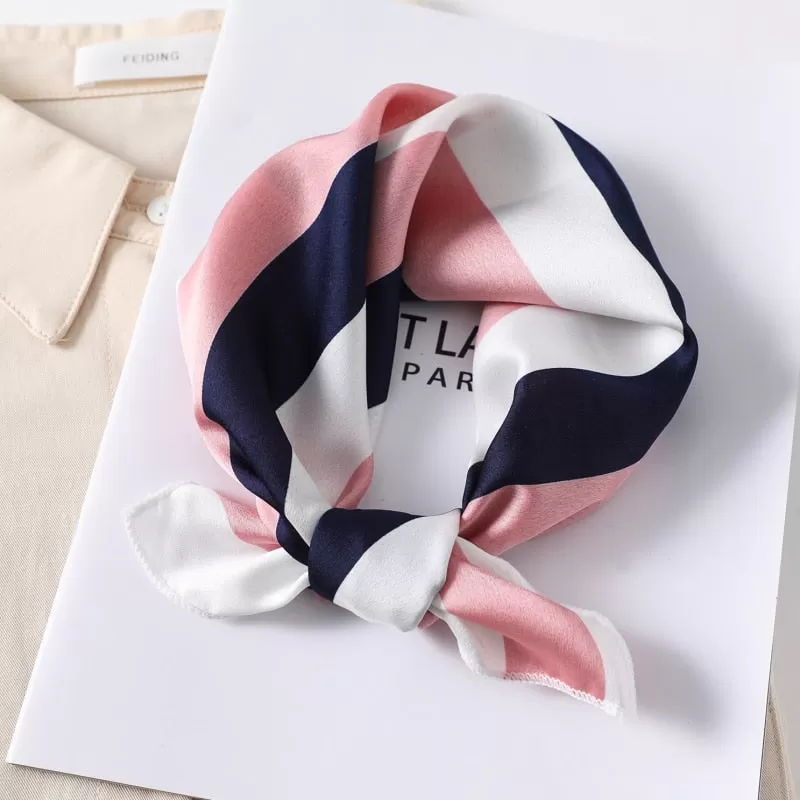 Années 50 Foulard Imprimé Rayures Vintage