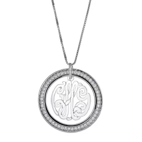 Better Jewelry CZ Halo Script Three-Letter .925 Sterling Silver Monogram Pendant with Chain (6 grams)