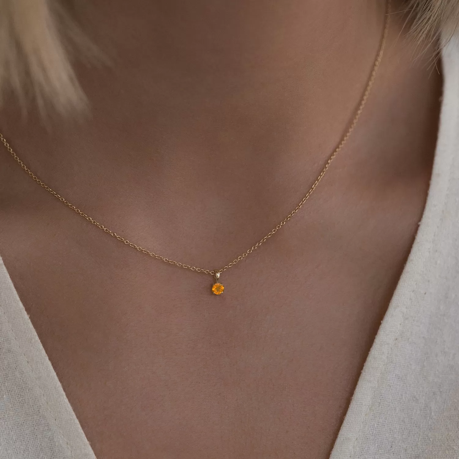 Birthstone Necklace | Gold & Citrine