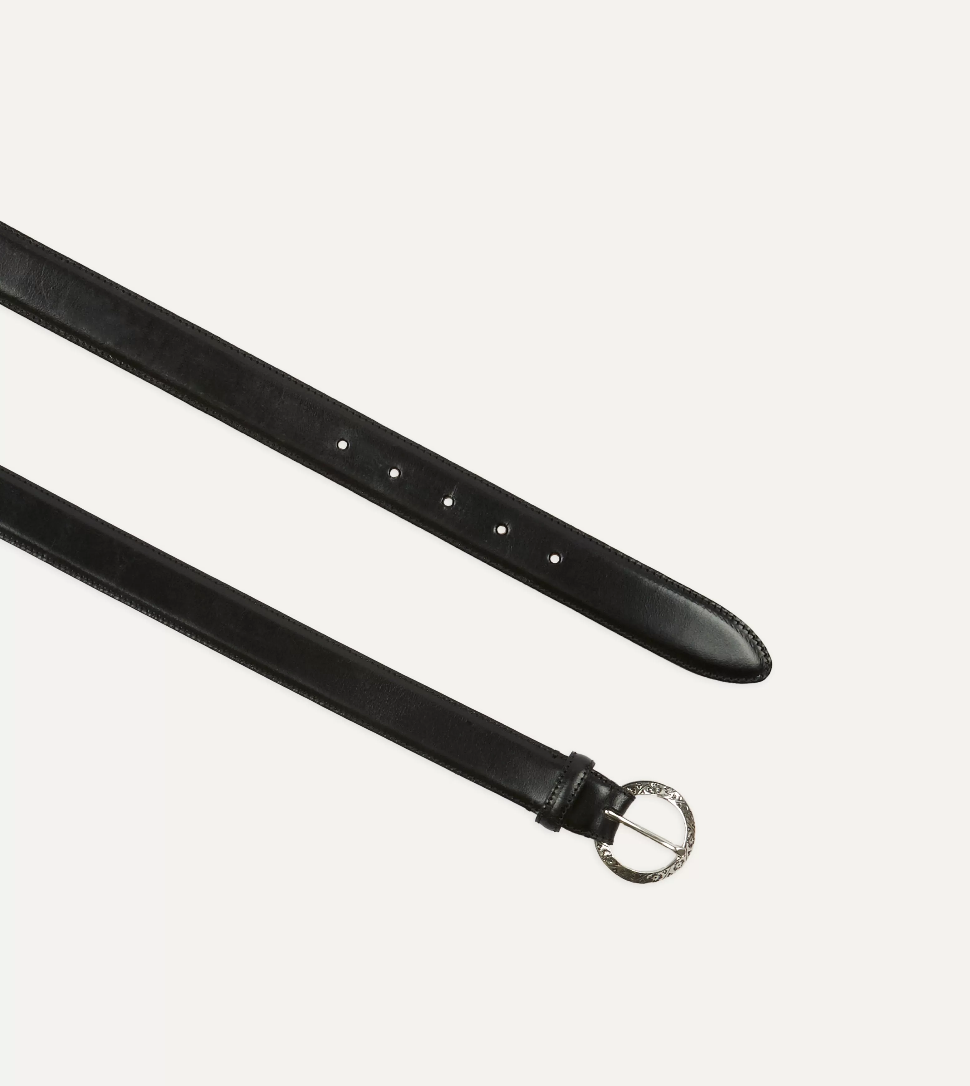 Black Bridle Calf Leather Western Belt