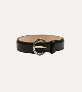 Black Bridle Calf Leather Western Belt