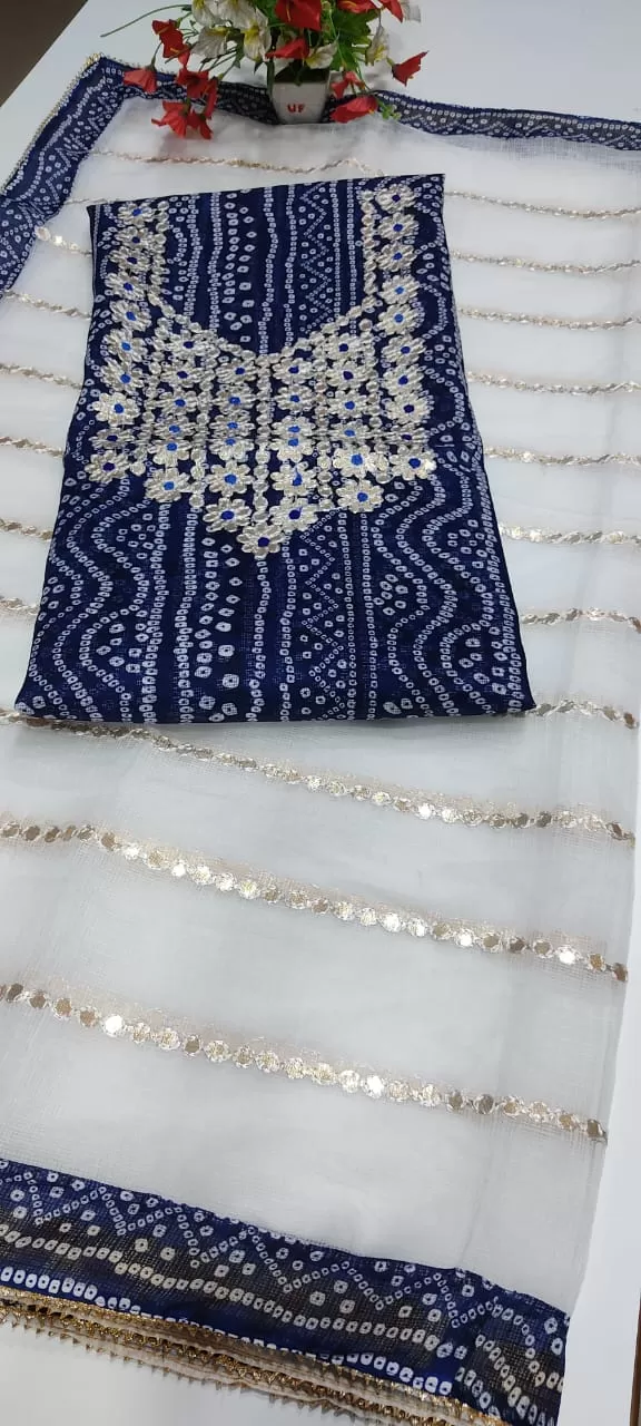 Blue Kota Doria Gota Embroidered Suit