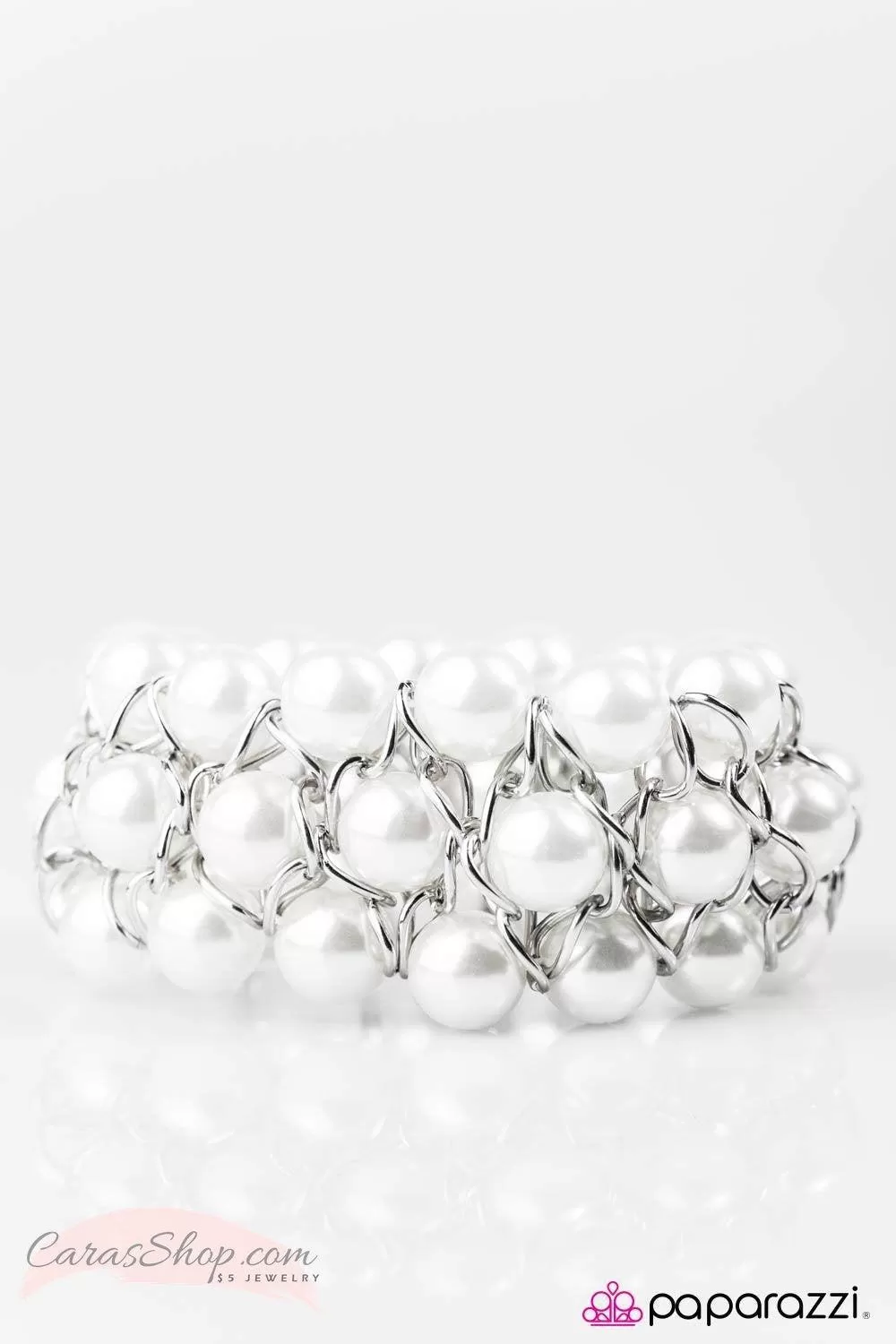 Cadillac Lane White Pearl Stretch Bracelet - Paparazzi Accessories