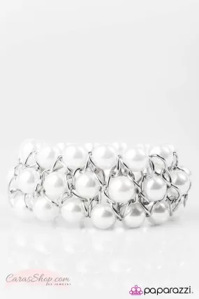 Cadillac Lane White Pearl Stretch Bracelet - Paparazzi Accessories