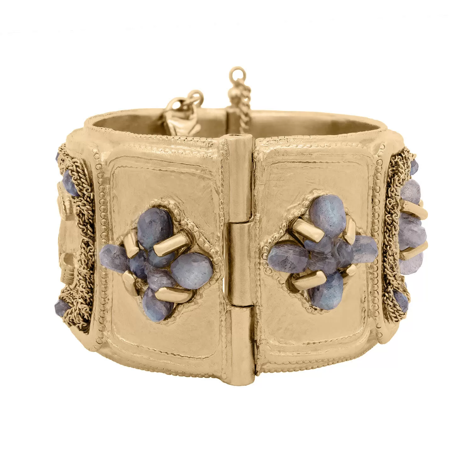 CHANEL Estate Gold Plated Labradorite and Enamel Cuff Bracelet