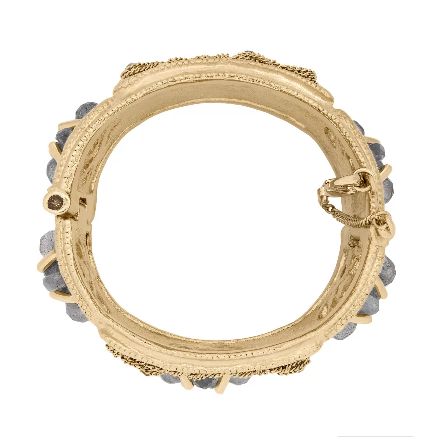 CHANEL Estate Gold Plated Labradorite and Enamel Cuff Bracelet