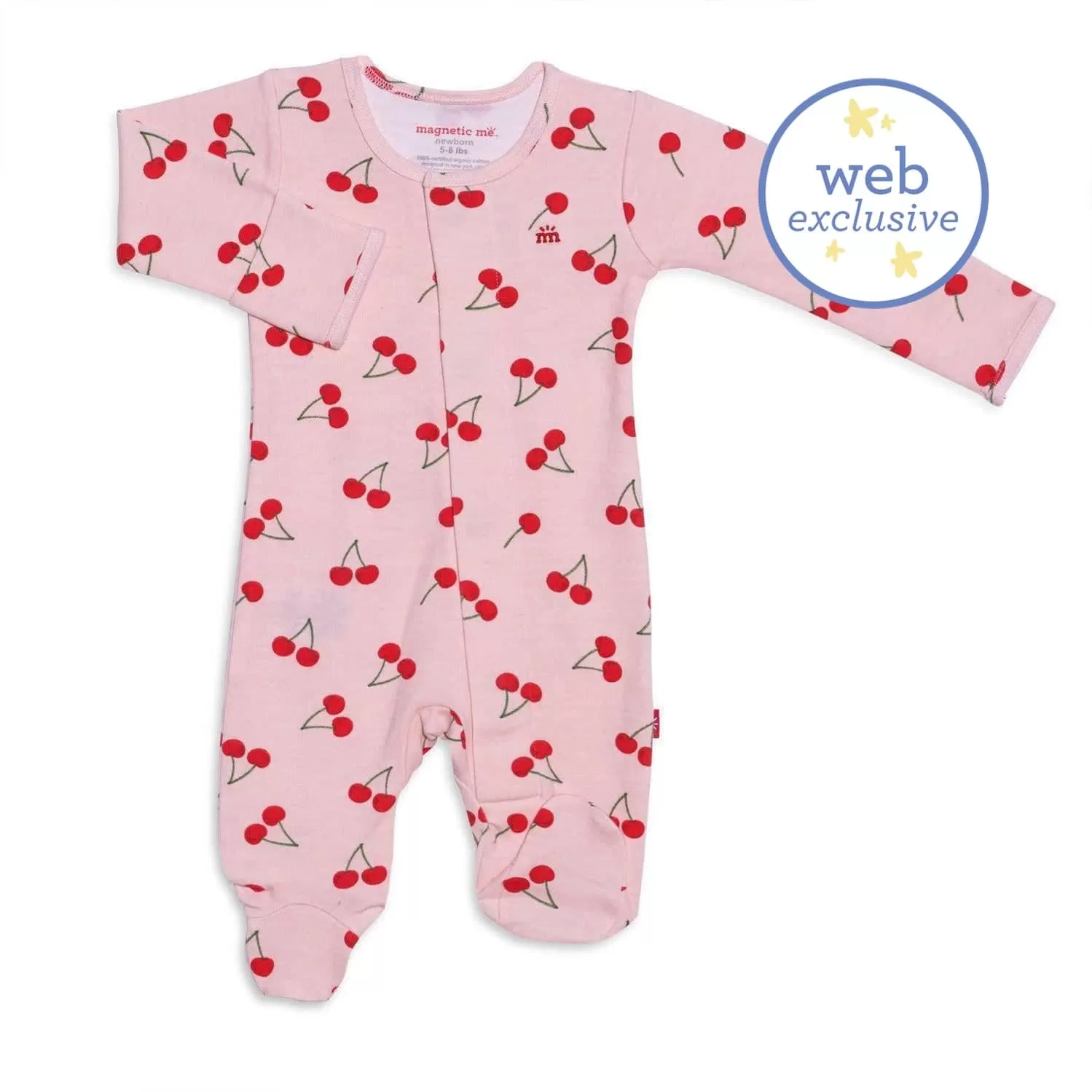 cherry pinkin' organic cotton magnetic footie