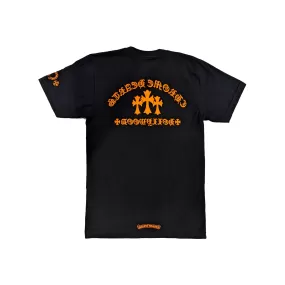 CHROME HEARTS ORANGE CEMETERY CROSS TEE BLACK