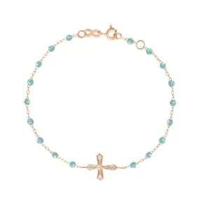 Classic Cross Vintage Diamond Aqua bracelet, Rose Gold, 6.7"