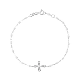 Classic Cross Vintage Diamond White bracelet, White Gold, 6.7"