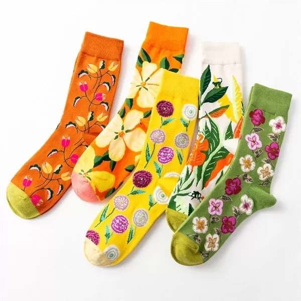 Crew Socks | Funky Socks - Green Floral