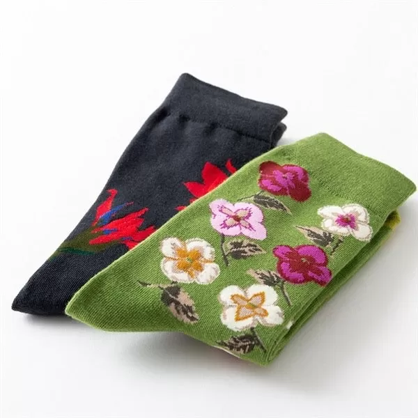 Crew Socks | Funky Socks - Green Floral