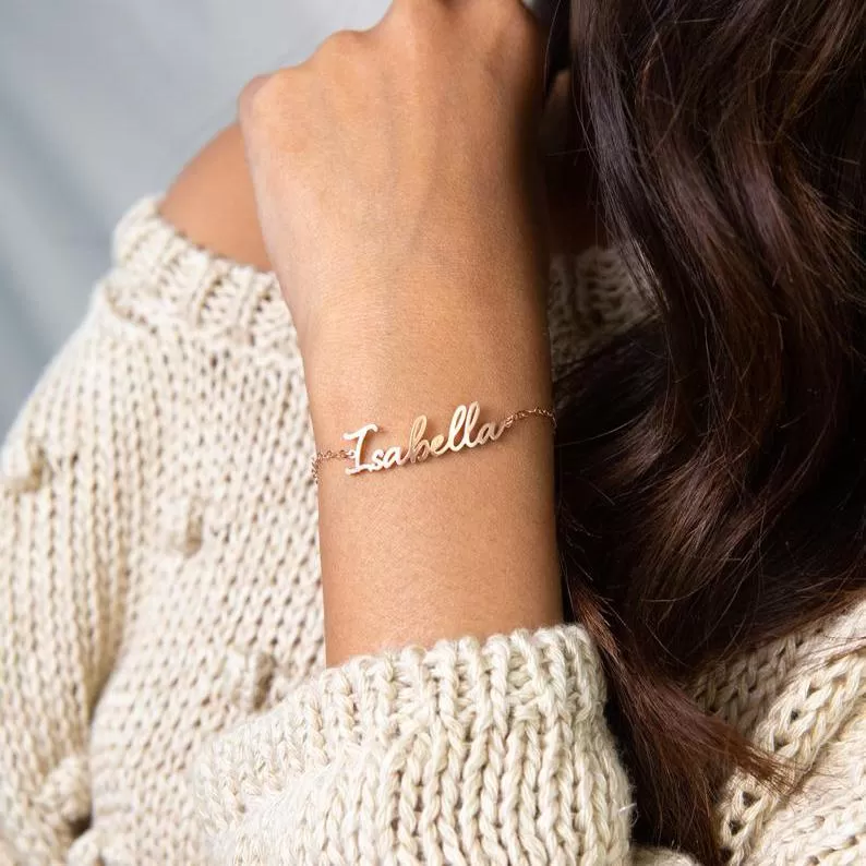 Custom Name Bracelet in Rose Gold, Gold & Sterling Silver  Dainty Initials Bracelet  Bridesmaids Gifts