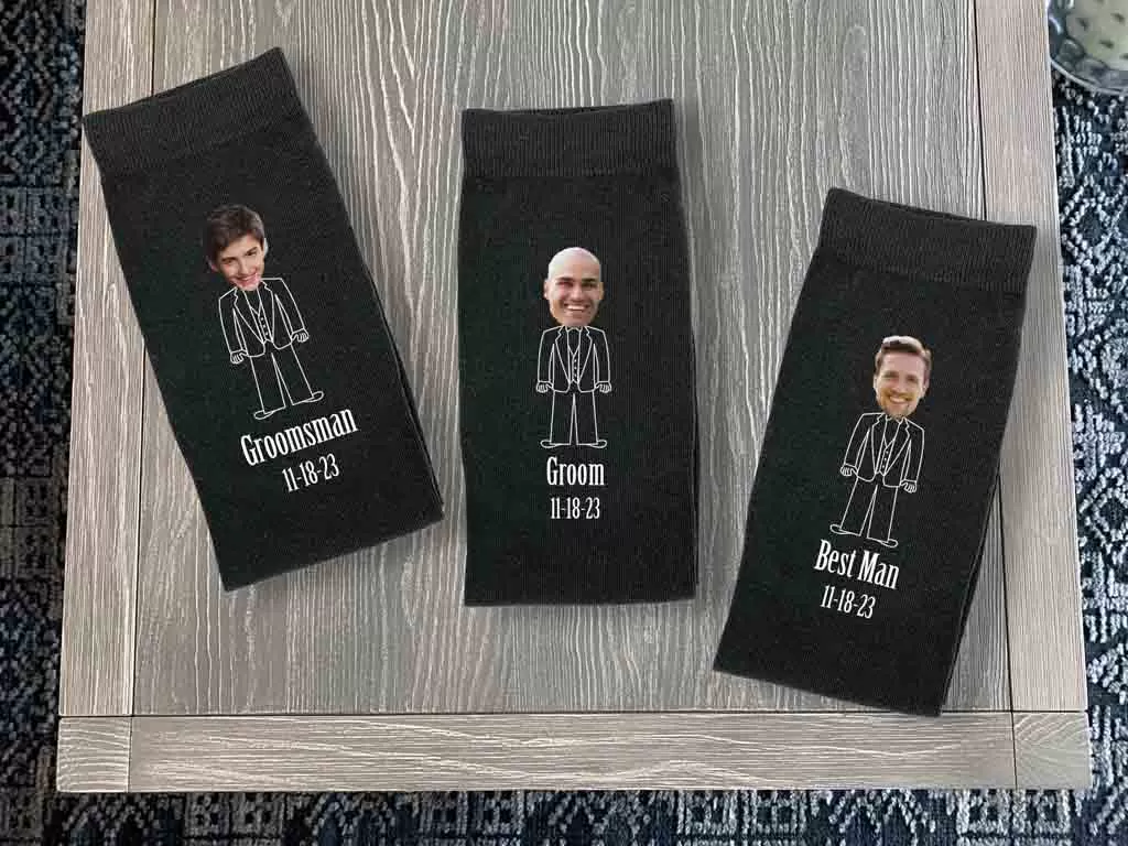 Custom Photo Socks with Photos of the Wedding Party