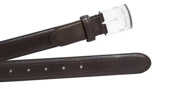 Dark Brown Classic WH Belt with Stitching