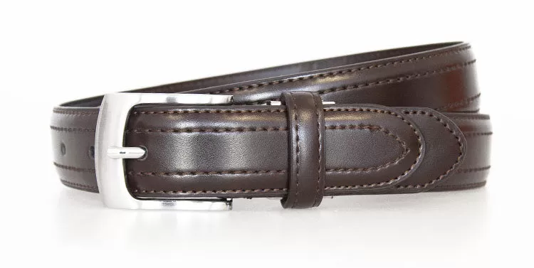 Dark Brown Classic WH Belt with Stitching