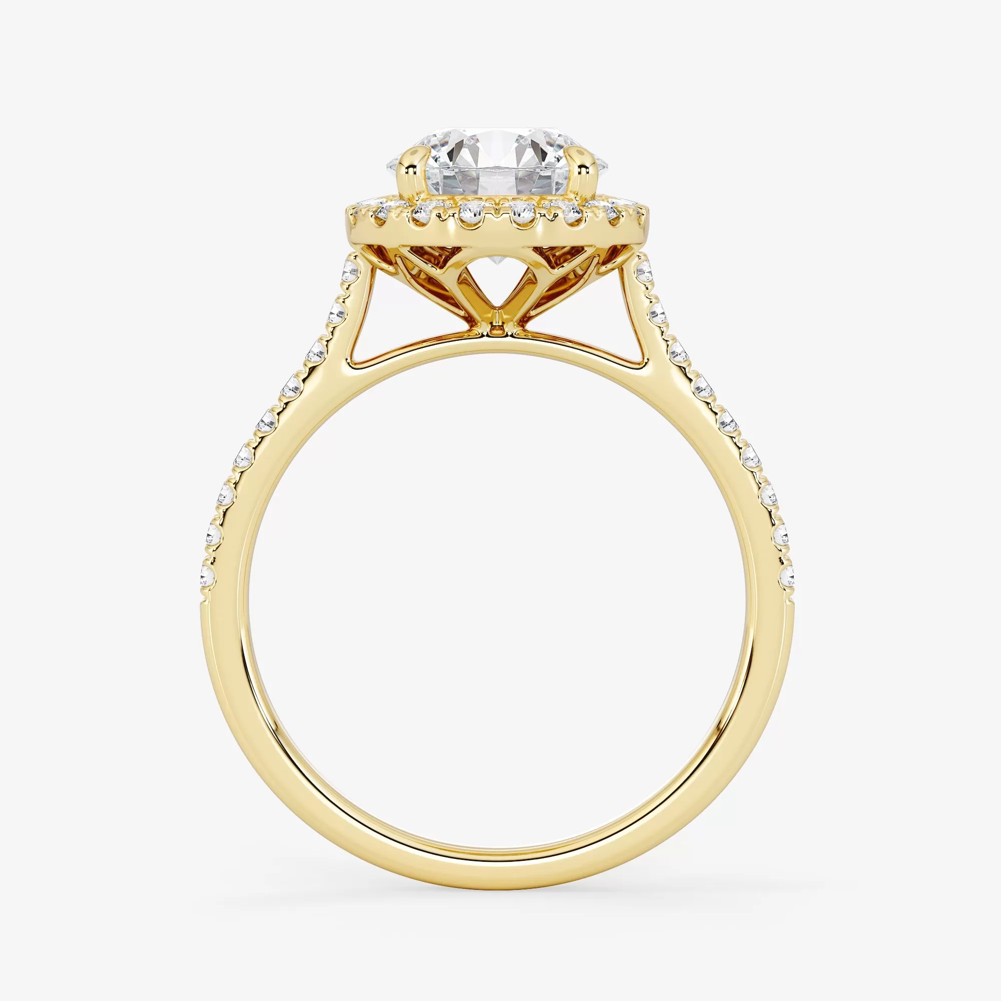 Embellished Halo 1.50 Carat Brilliant Cut Diamond 18K Gold Ring