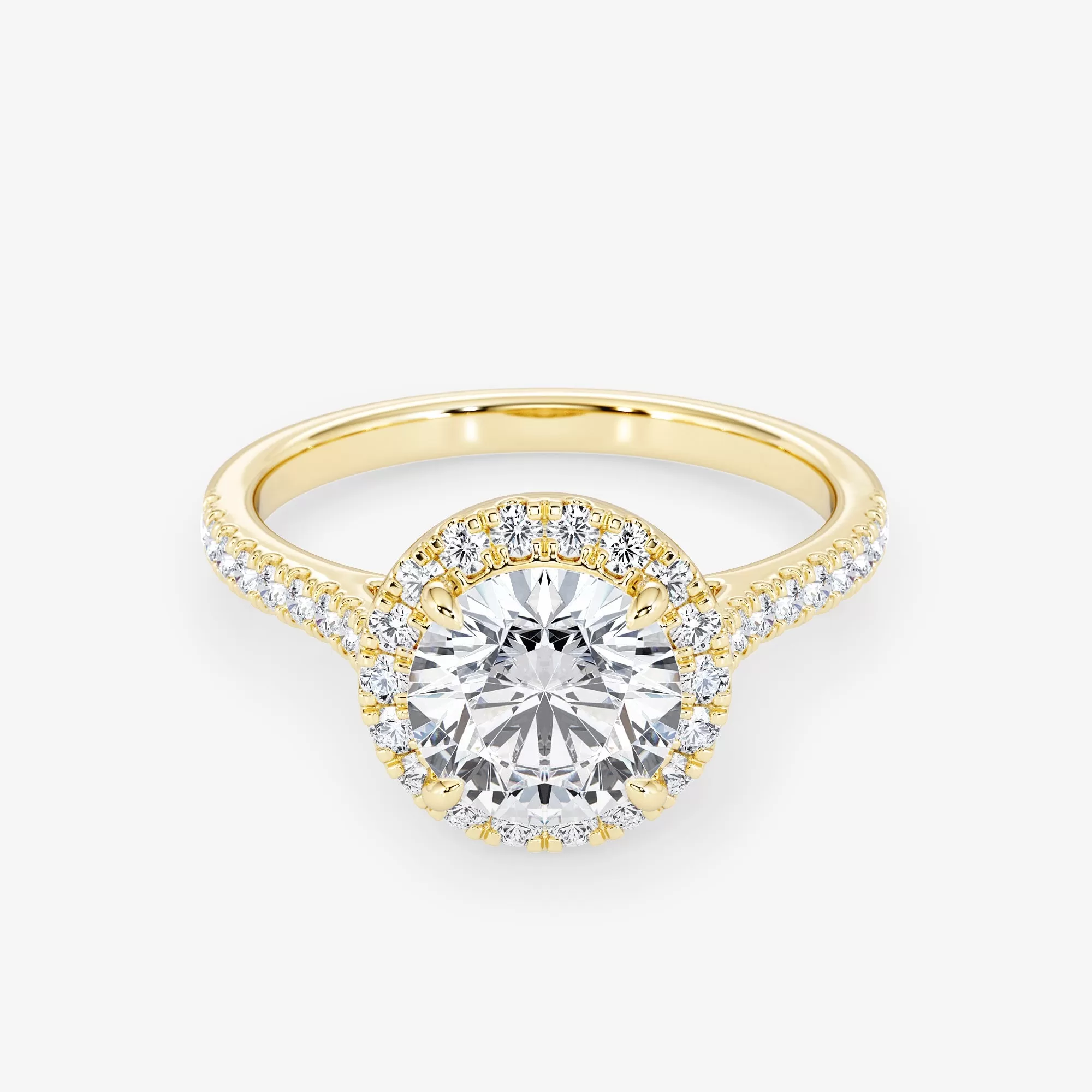 Embellished Halo 1.50 Carat Brilliant Cut Diamond 18K Gold Ring