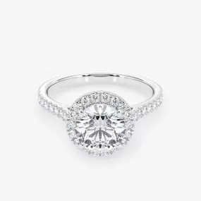 Embellished Halo 1.50 Carat Brilliant Cut Diamond 18K Gold Ring