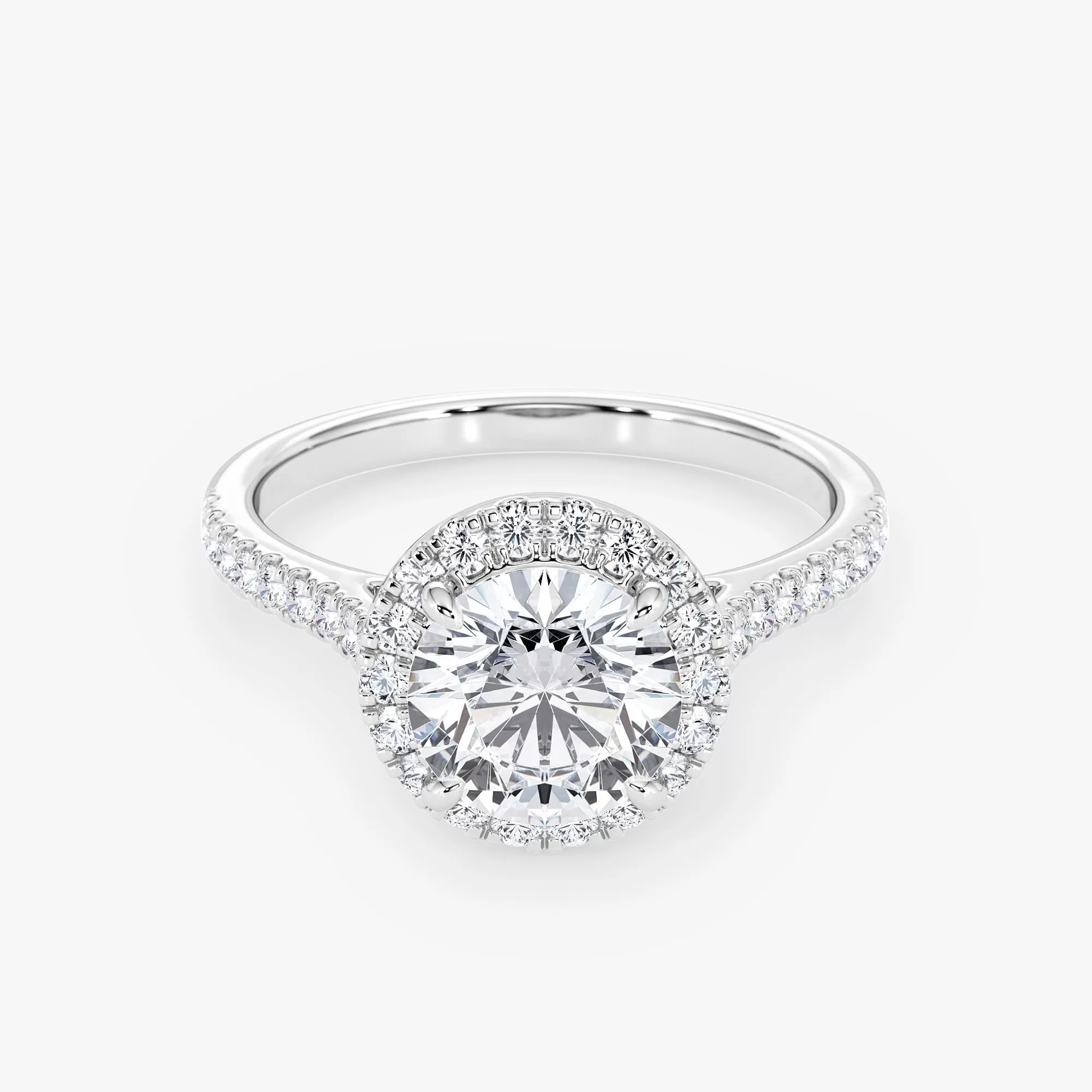 Embellished Halo 1.50 Carat Brilliant Cut Diamond 18K Gold Ring