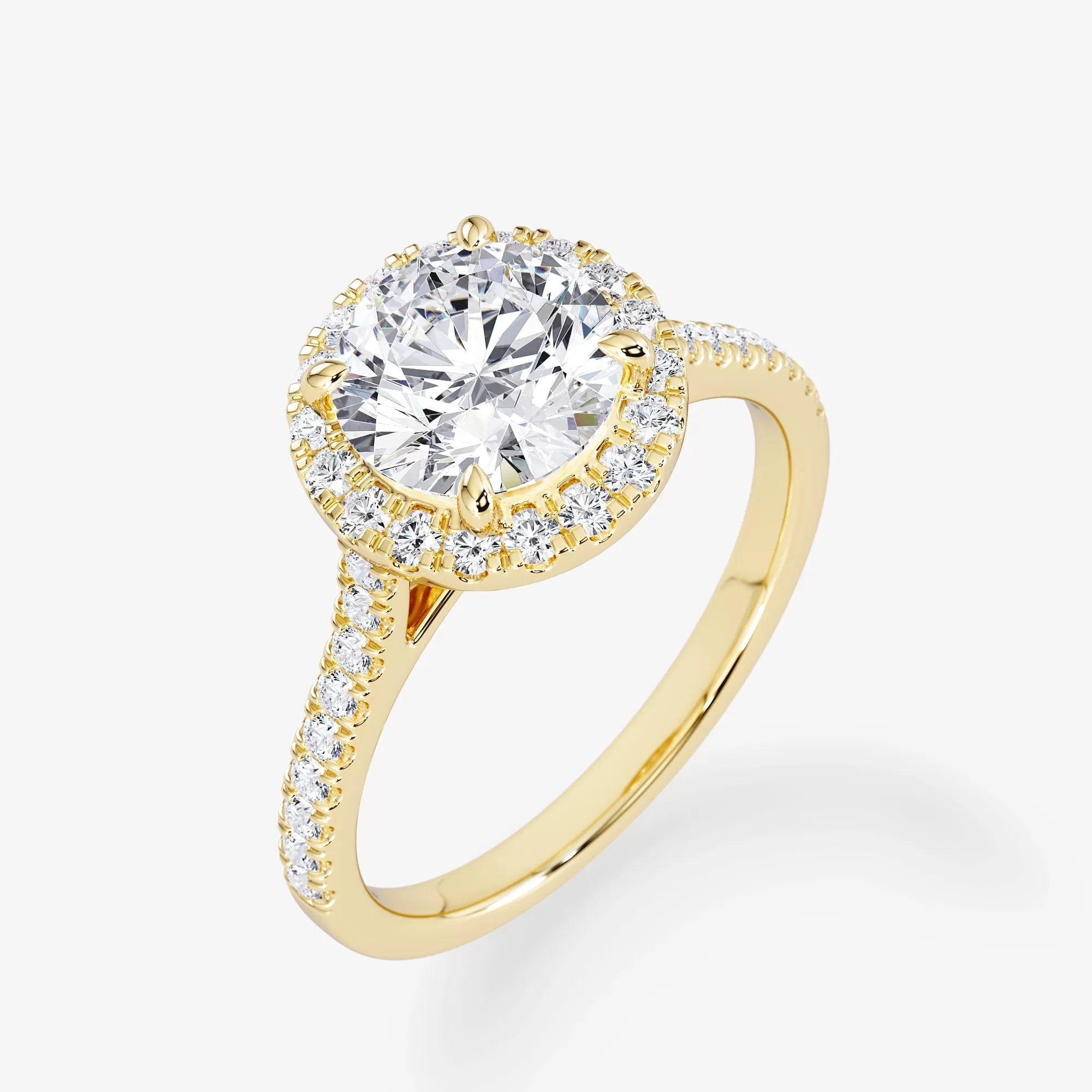 Embellished Halo 1.50 Carat Brilliant Cut Diamond 18K Gold Ring