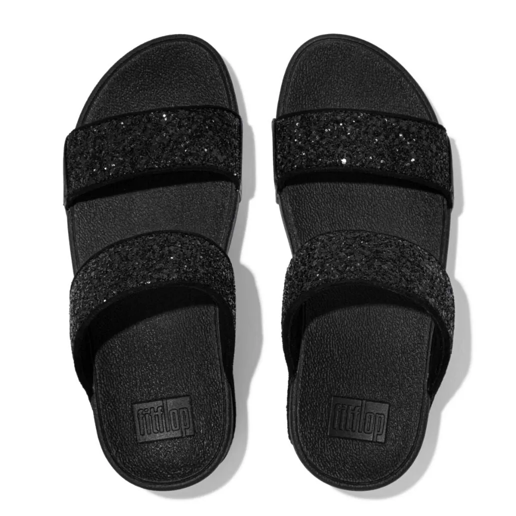 Fit Flop Lulu Glitter Slides Black     