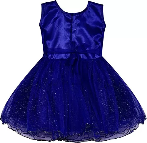 Girls Blue Embroidered A-line dress