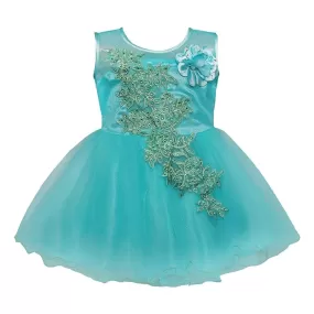 Girls Blue Embroidered A-line dress