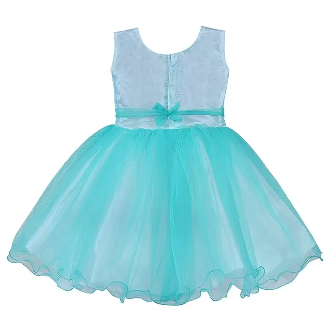 Girls Embroidered Sleeveless Net  Dress