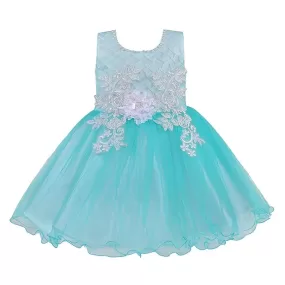 Girls Embroidered Sleeveless Net  Dress