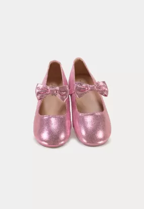 Glittery Ribbon Details Flat Shoes