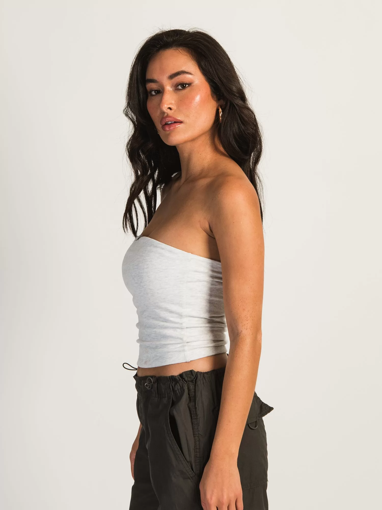 HARLOW BAILEY MELANGE TUBE TOP - HEATHER CLOUD WHITE