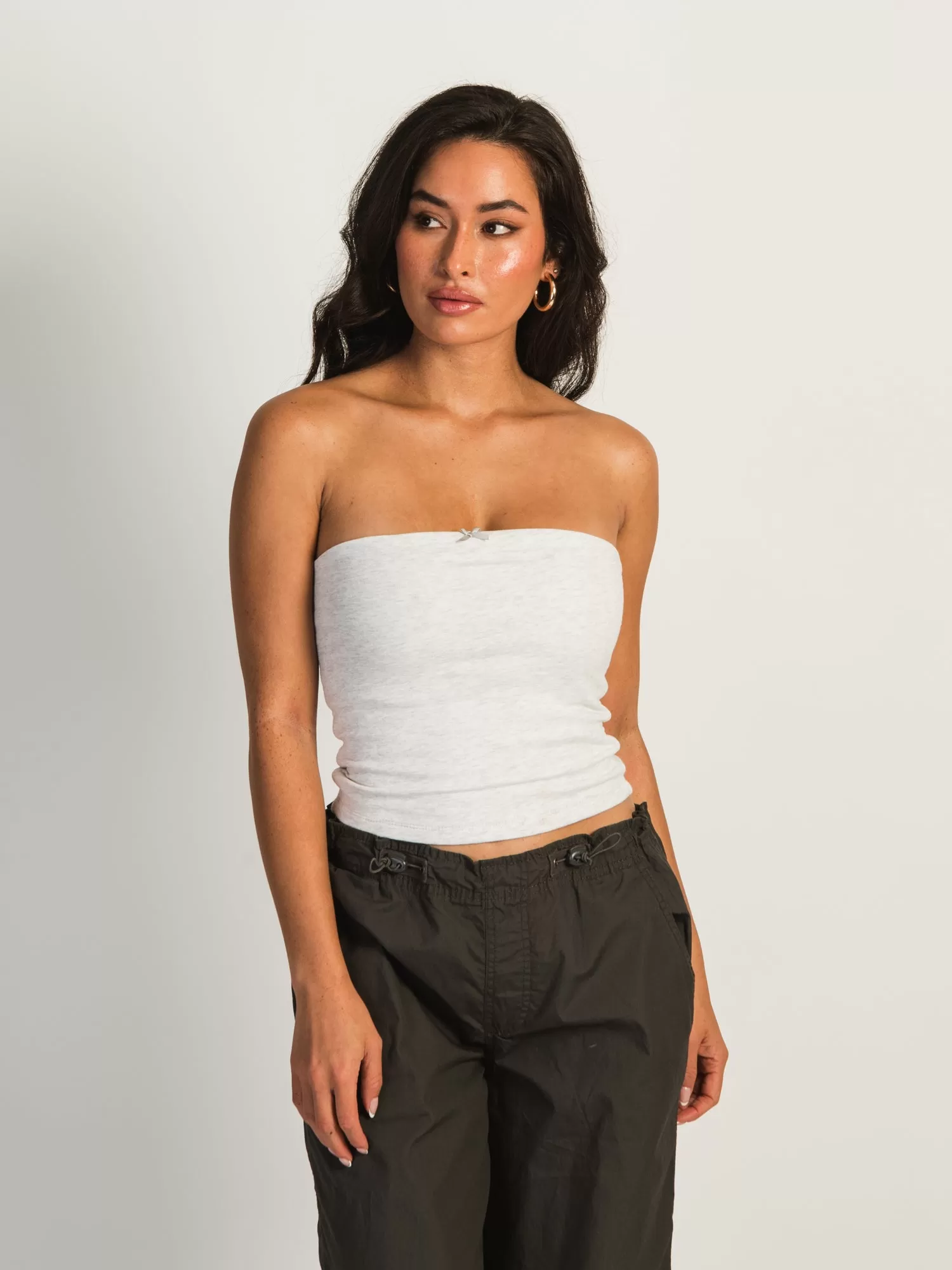 HARLOW BAILEY MELANGE TUBE TOP - HEATHER CLOUD WHITE