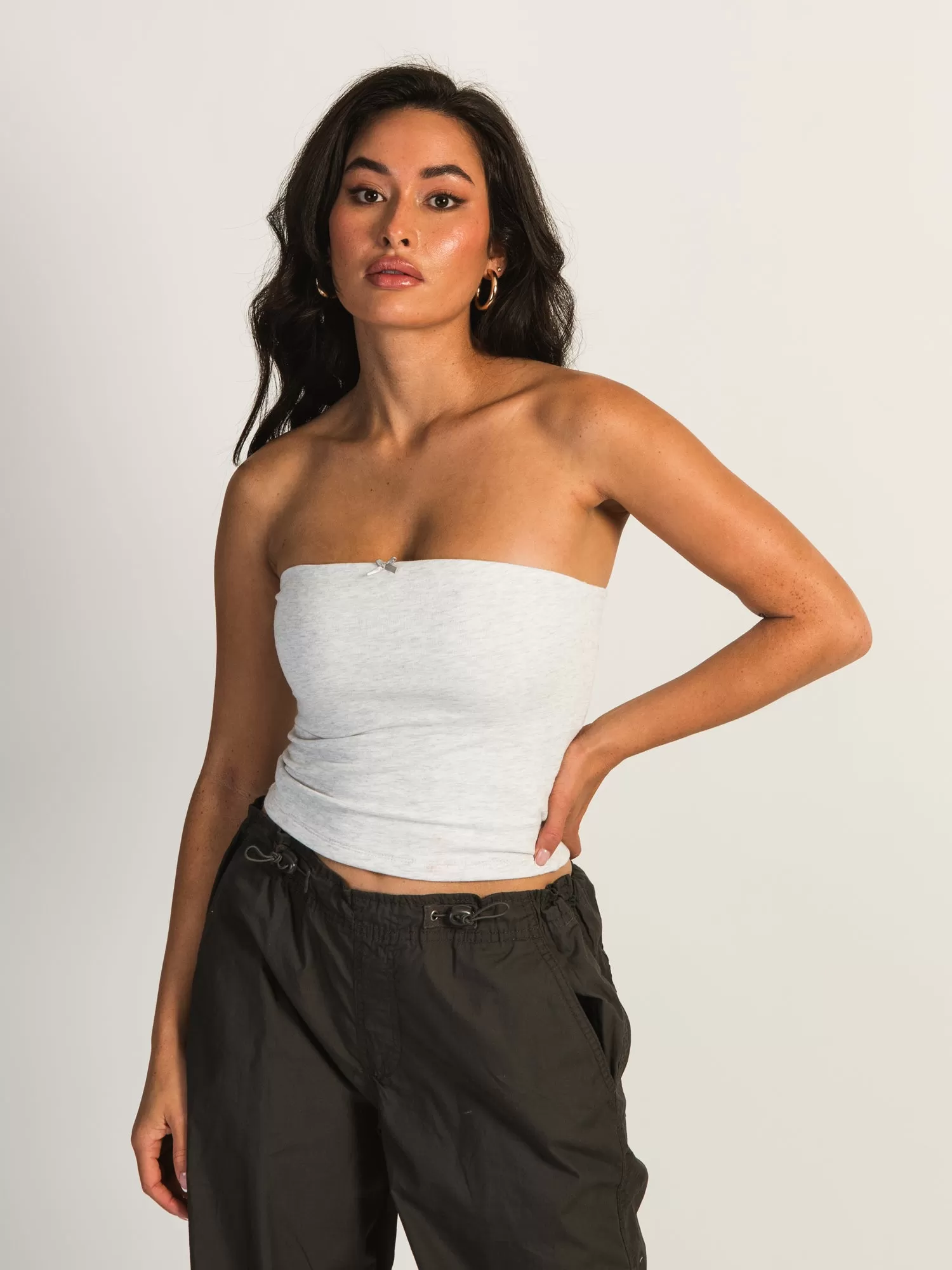 HARLOW BAILEY MELANGE TUBE TOP - HEATHER CLOUD WHITE