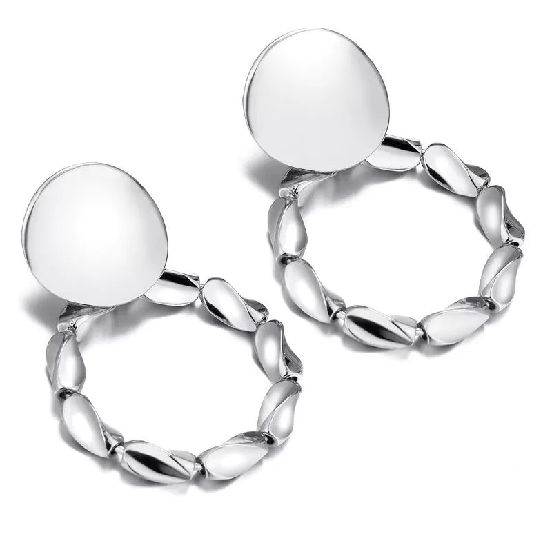 Irregular Silver Stud Statement Hoop Party Earring